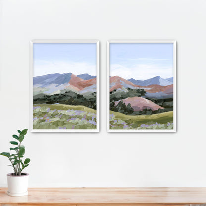 ’Sun Valley I’ Diptych Art Print || Set of 2 - Paper / 5x7 in / White Frame - ’sun valley’ - abstract - Artwork
