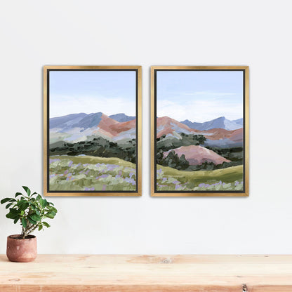 ’Sun Valley I’ Diptych Art Print || Set of 2 - Stretched Canvas / 8x10 in / Gold Frame - ’sun valley’ - abstract