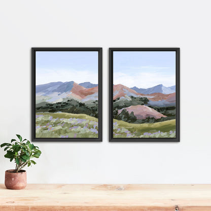 ’Sun Valley I’ Diptych Art Print || Set of 2 - Stretched Canvas / 8x10 in / Black Frame - ’sun valley’ - abstract