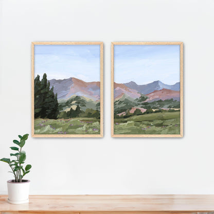 ’Sun Valley II’ Diptych Art Print || Set of 2 - Paper / 5x7 in / Oak Frame - ’sun valley’ - abstract - Artwork