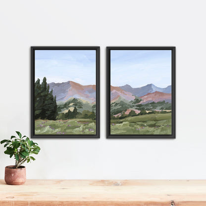 ’Sun Valley II’ Diptych Art Print || Set of 2 - Stretched Canvas / 8x10 in / Black Frame - ’sun valley’ - abstract
