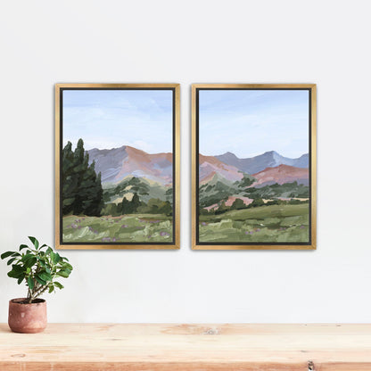 ’Sun Valley II’ Diptych Art Print || Set of 2 - Stretched Canvas / 8x10 in / Gold Frame - ’sun valley’ - abstract