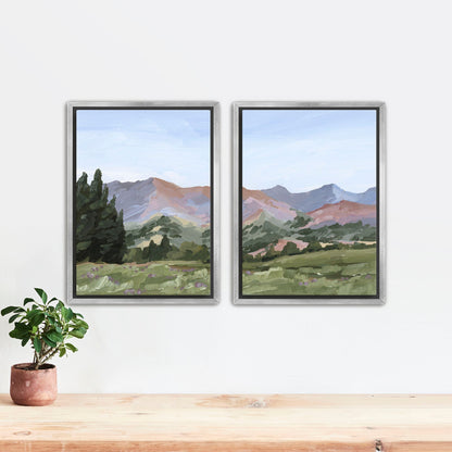 ’Sun Valley II’ Diptych Art Print || Set of 2 - Stretched Canvas / 8x10 in / Silver Frame - ’sun valley’ - abstract