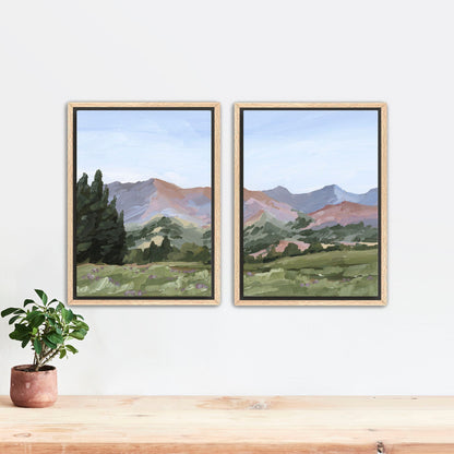 ’Sun Valley II’ Diptych Art Print || Set of 2 - Stretched Canvas / 8x10 in / Oak Frame - ’sun valley’ - abstract