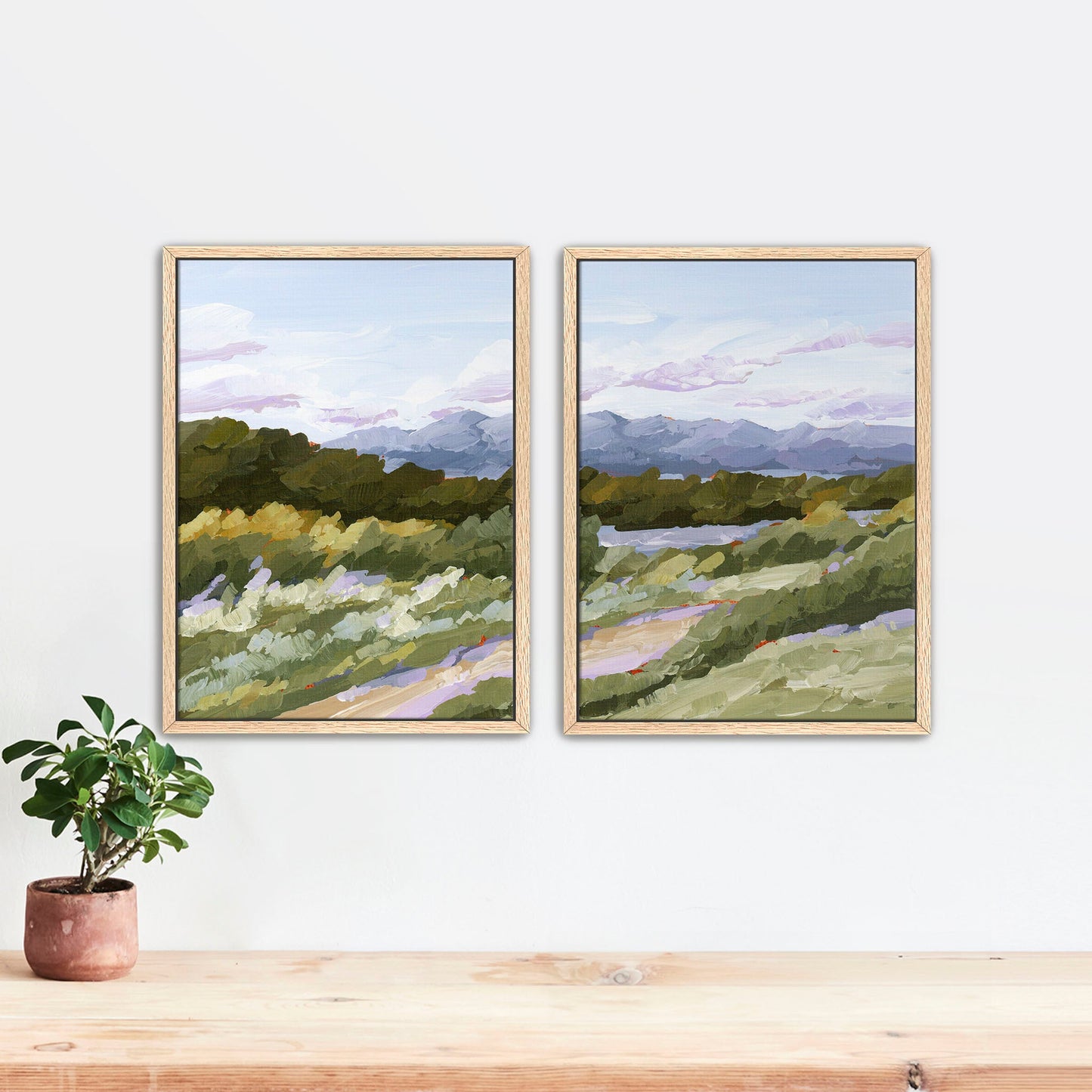’Sweet Spot’ Diptych Art Print || Set of 2 - Stretched Canvas / 8x10 in / Oak Frame - abstract - Artwork - Autumn