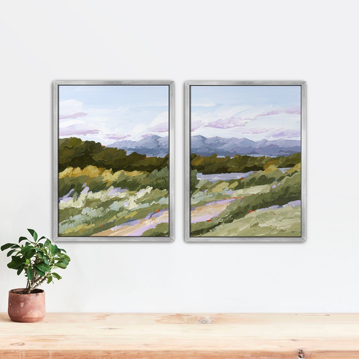 ’Sweet Spot’ Diptych Art Print || Set of 2 - Stretched Canvas / 8x10 in / Silver Frame - abstract - Artwork - Autumn
