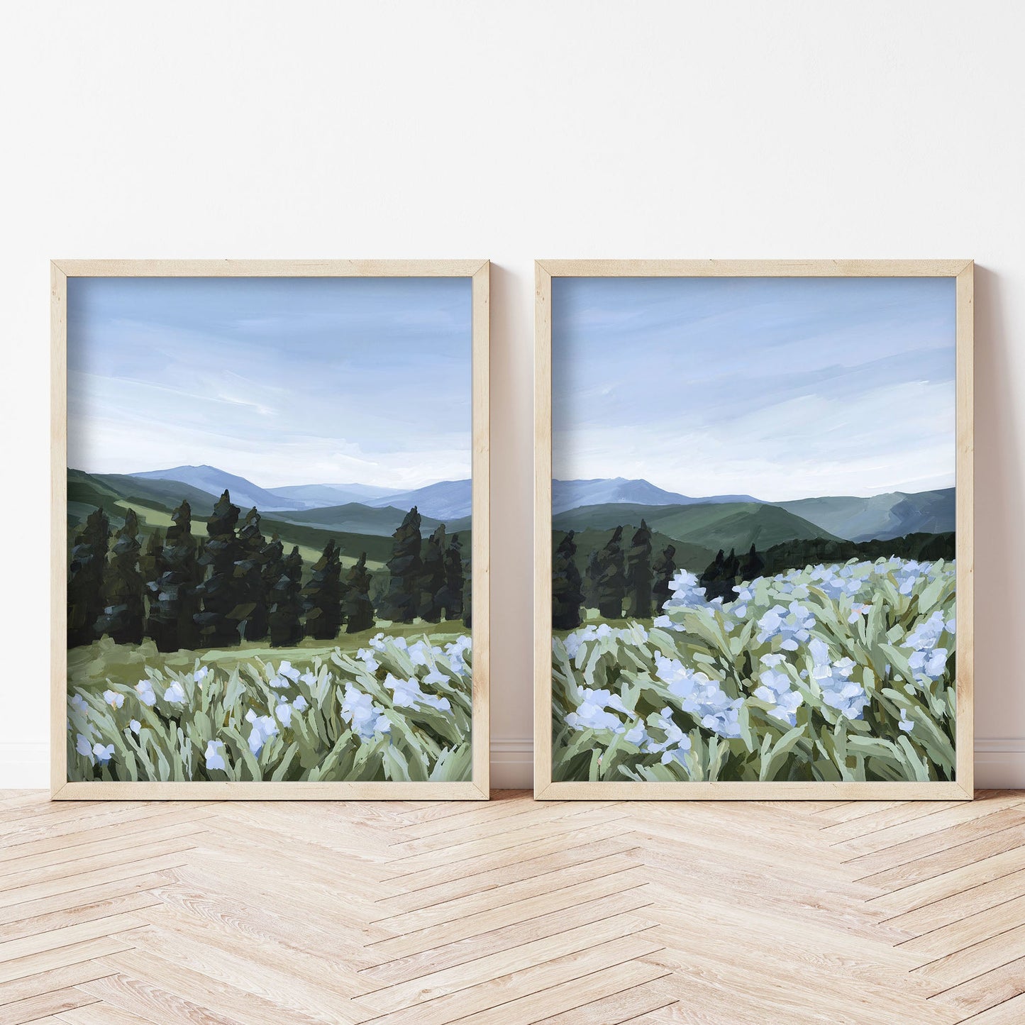 ’The Scent of Pine’ Diptych Art Print || Set 2 - abstract - Artwork - Colorado