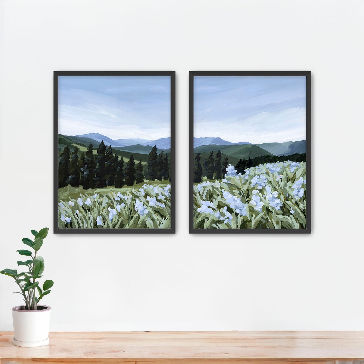 ’The Scent of Pine’ Diptych Art Print || Set 2 - Paper / 5x7 in / Black Frame - abstract - Artwork - Colorado