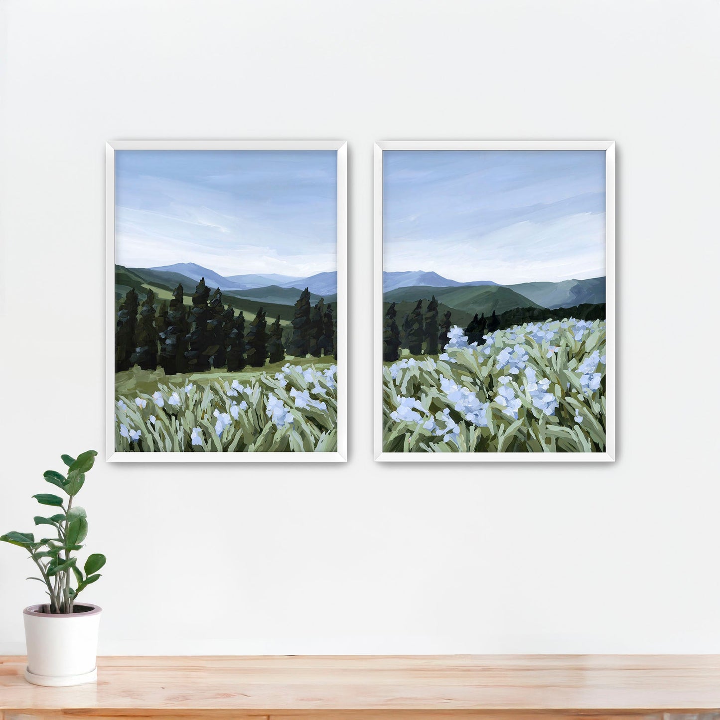 ’The Scent of Pine’ Diptych Art Print || Set 2 - Paper / 5x7 in / White Frame - abstract - Artwork - Colorado