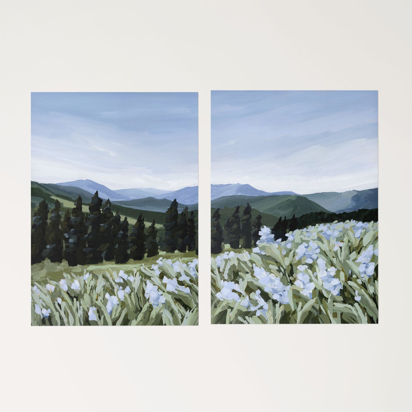 ’The Scent of Pine’ Diptych Art Print || Set 2 - Rolled Canvas / 8x10 in / No Frame - abstract - Artwork - Colorado