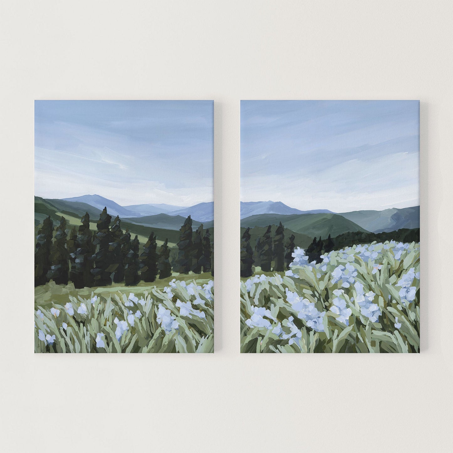 ’The Scent of Pine’ Diptych Art Print || Set 2 - Stretched Canvas / 8x10 in / No Frame - abstract - Artwork - Colorado