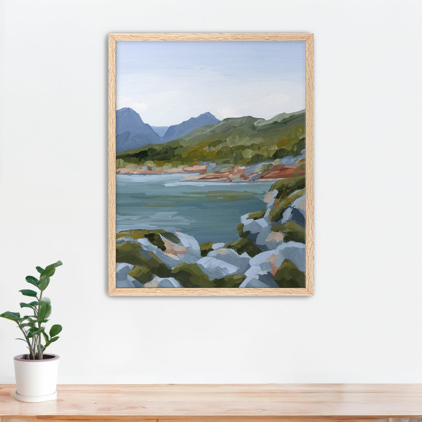 ’Time Stops’ Art Print - Paper / 5x7 in / Oak Frame - Norway Coastal Wall Decor - abstract - Artwork - bay - coast