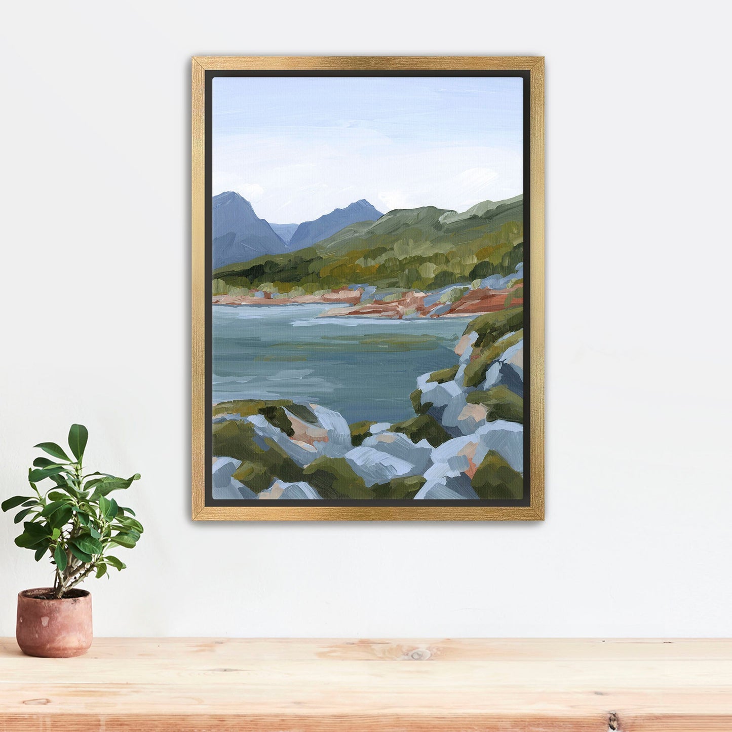 ’Time Stops’ Art Print - Stretched Canvas / 8x10 in / Gold Frame - Norway Coastal Wall Decor - abstract - Artwork - bay