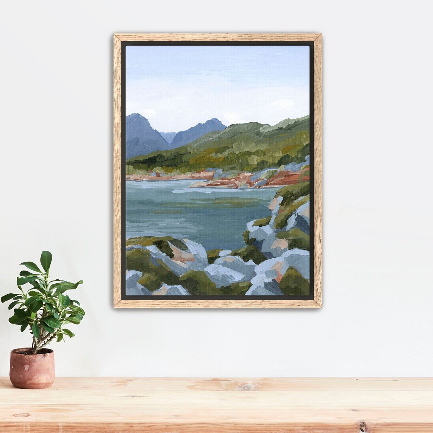 ’Time Stops’ Art Print - Stretched Canvas / 8x10 in / Oak Frame - Norway Coastal Wall Decor - abstract - Artwork - bay