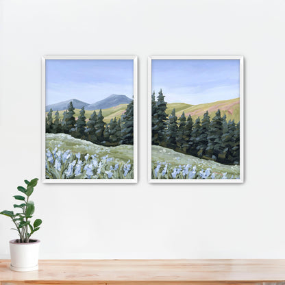 ’Toward the Summit’ Diptych Art Print || Set of 2 - Paper / 5x7 in / White Frame - abstract - Artwork - Colorado