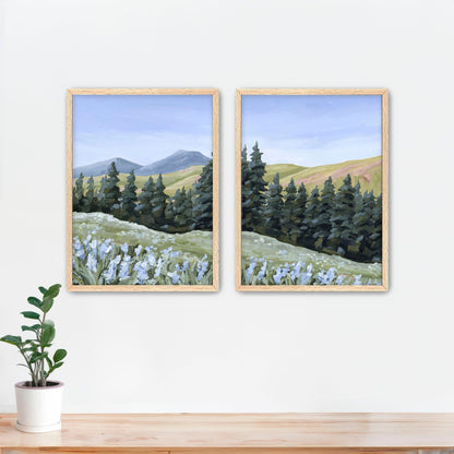 ’Toward the Summit’ Diptych Art Print || Set of 2 - Paper / 5x7 in / Oak Frame - abstract - Artwork - Colorado