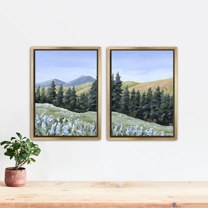 ’Toward the Summit’ Diptych Art Print || Set of 2 - Stretched Canvas / 8x10 in / Gold Frame - abstract - Artwork