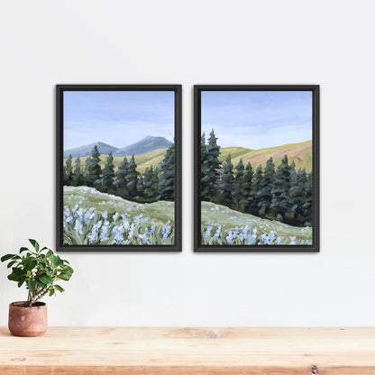 ’Toward the Summit’ Diptych Art Print || Set of 2 - Stretched Canvas / 8x10 in / Black Frame - abstract - Artwork