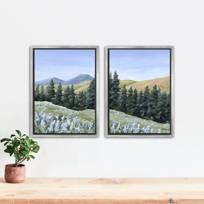 ’Toward the Summit’ Diptych Art Print || Set of 2 - Stretched Canvas / 8x10 in / Silver Frame - abstract - Artwork