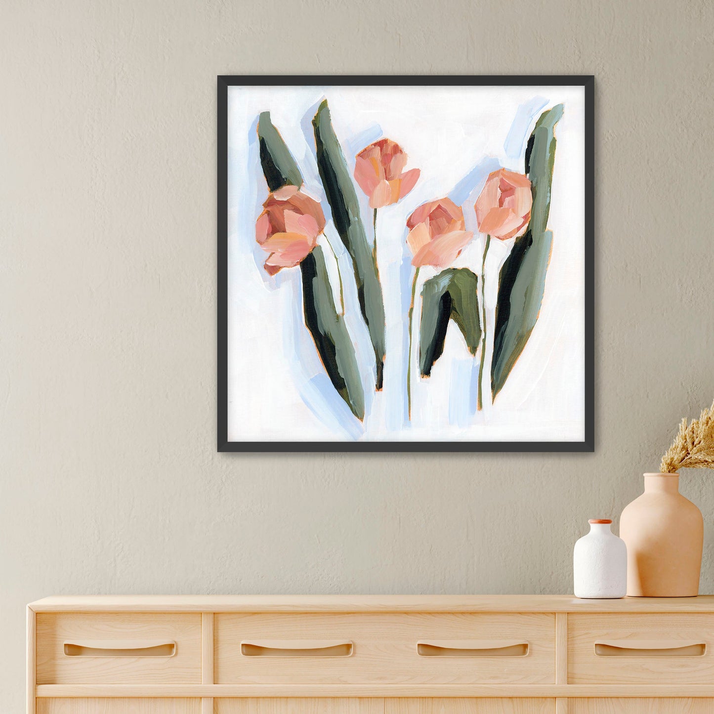 ’Tulip Dance’ Art Print - Paper / 10x10 in / Black Frame - Flower Still Life Wall - Artwork - botanical - Flowers