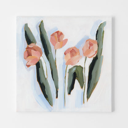 ’Tulip Dance’ Art Print - Stretched Canvas / 10x10 in / No Frame - Flower Still Life Wall - Artwork - botanical