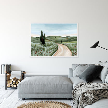 ’Tuscan Trail’ Art Print - Tuscany Italy Landscape Wall - abstract - Artwork - countryside - Europe