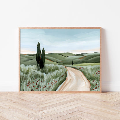 ’Tuscan Trail’ Art Print - Tuscany Italy Landscape Wall - abstract - Artwork - countryside - Europe