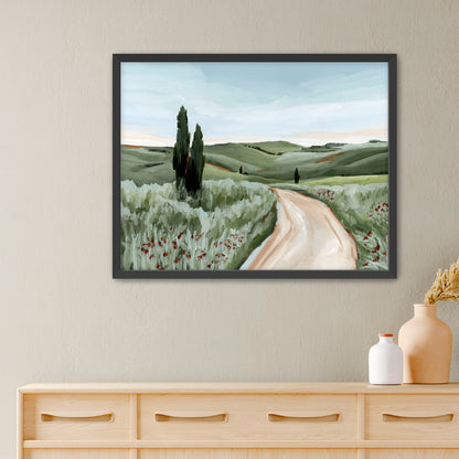 ’Tuscan Trail’ Art Print - Paper / 5x7 in / Black Frame - Tuscany Italy Landscape Wall - abstract - Artwork