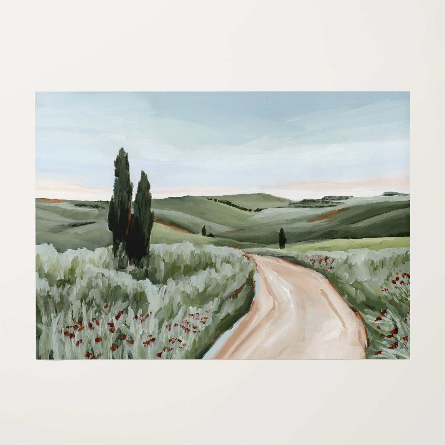 ’Tuscan Trail’ Art Print - Rolled Canvas / 8x10 in / No Frame - Tuscany Italy Landscape Wall - abstract - Artwork