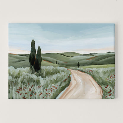 ’Tuscan Trail’ Art Print - Stretched Canvas / 8x10 in / No Frame - Tuscany Italy Landscape Wall - abstract