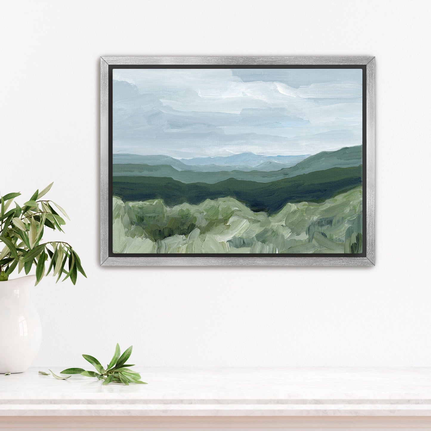 ’View From Our Cabin’ Art Print - Stretched Canvas / 8x10 in / Silver Frame - Blue Ridge Mountains Artwork - abstract