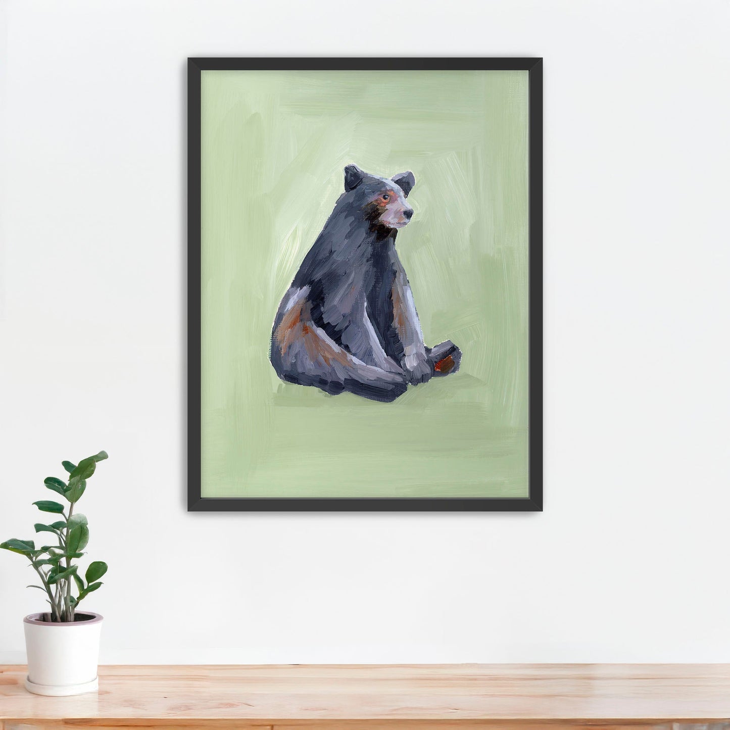 ’Waiting for a Snack’ Art Print - Paper / 5x7 in / Black Frame - Nursery Wall - animal - animals - Artwork - bear