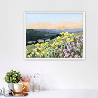 ’Wasatch Wildflowers’ Art Print - Paper / 5x7 in / White Frame - Utah Wall - abstract - Artwork - Flower - Flowers