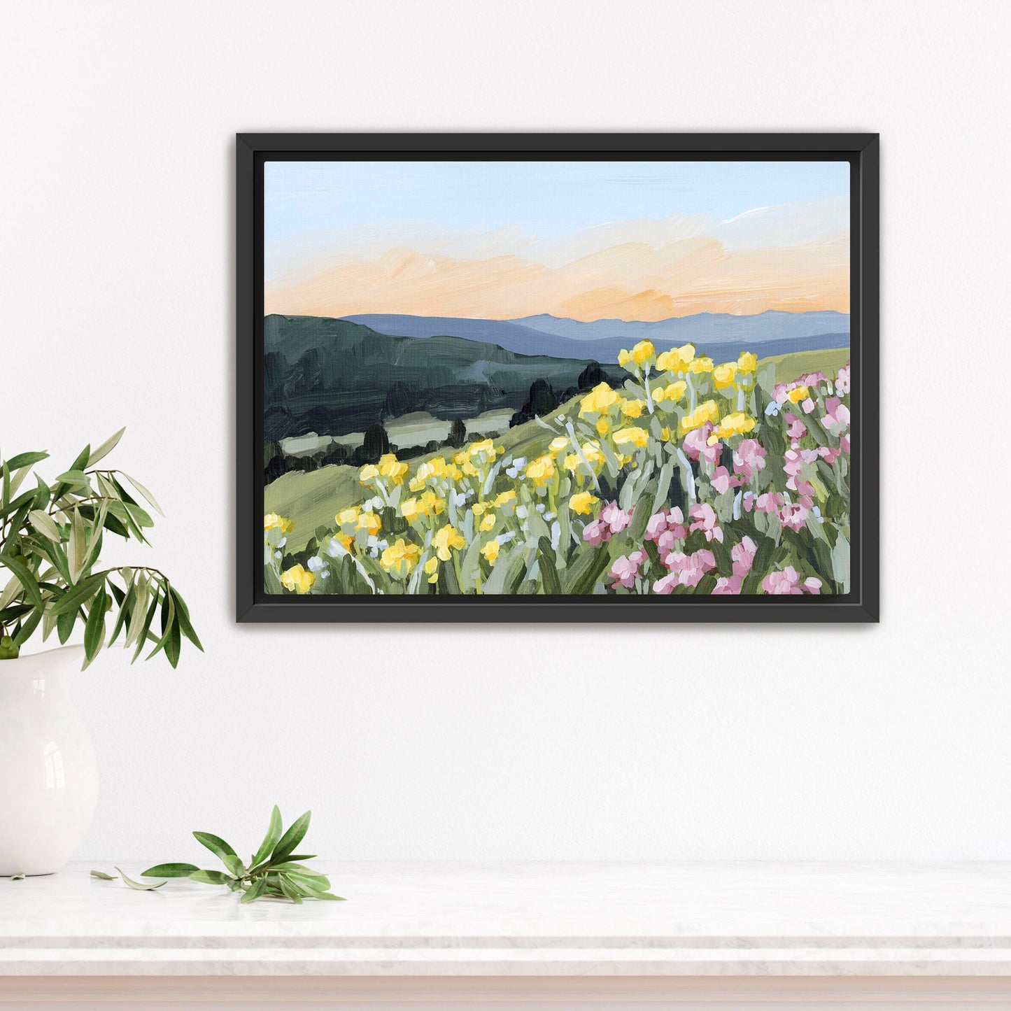 ’Wasatch Wildflowers’ Art Print - Stretched Canvas / 8x10 in / Black Frame - Utah Wall - abstract - Artwork