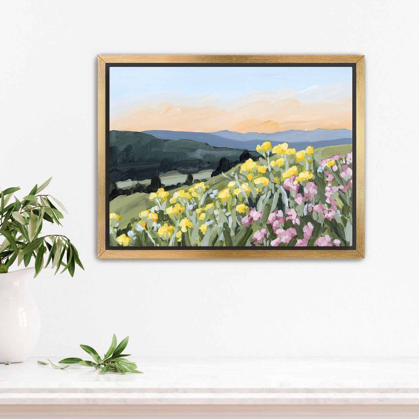 ’Wasatch Wildflowers’ Art Print - Stretched Canvas / 8x10 in / Gold Frame - Utah Wall - abstract - Artwork - Flower