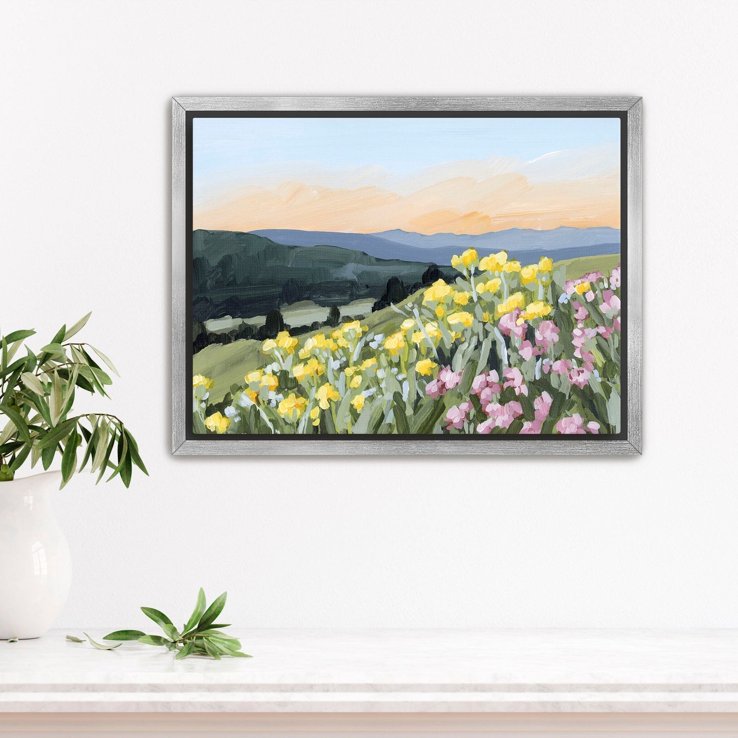 ’Wasatch Wildflowers’ Art Print - Stretched Canvas / 8x10 in / Silver Frame - Utah Wall - abstract - Artwork - Flower