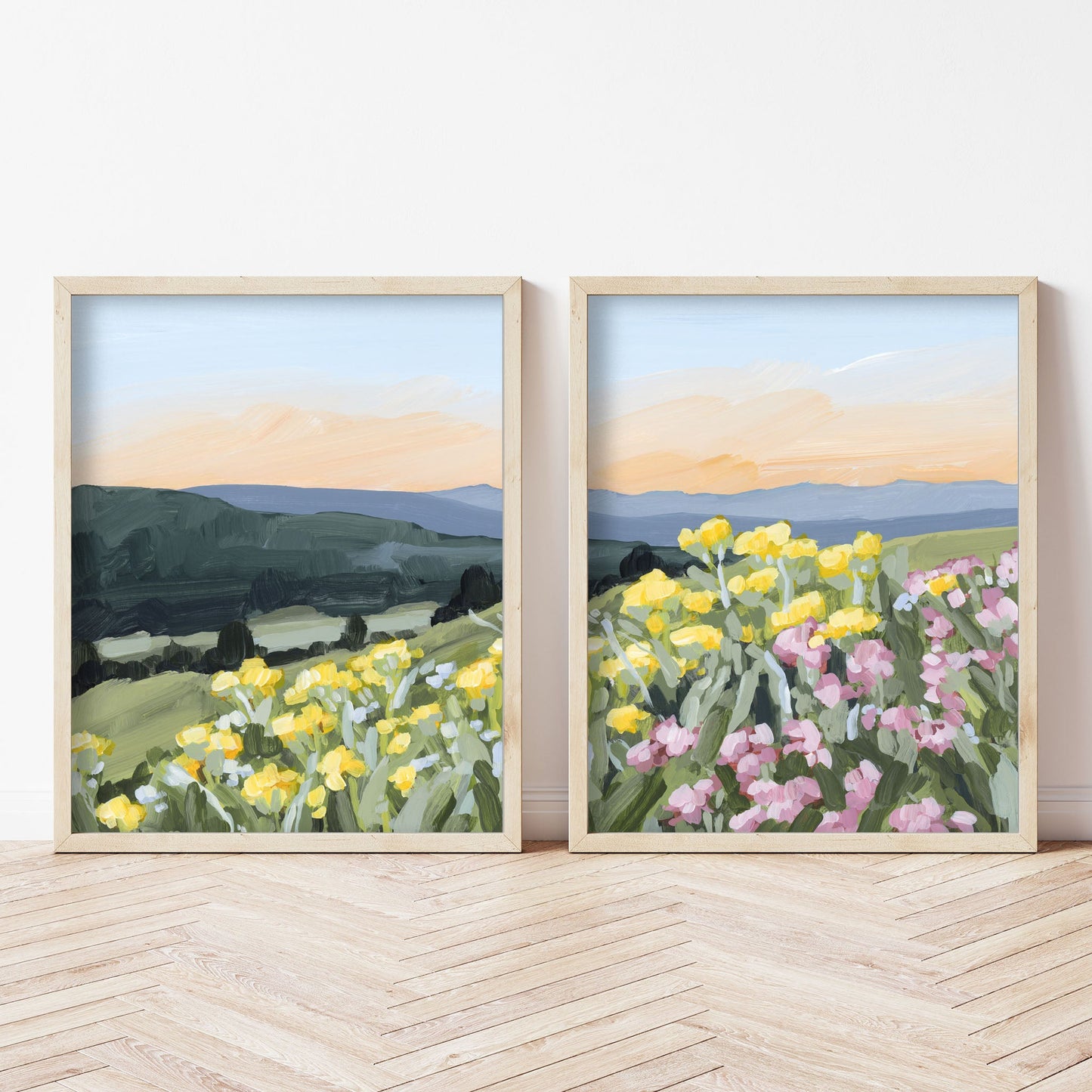 ’Wasatch Wildflowers’ Diptych Art Print || Set of 2 - abstract - Artwork - Flower