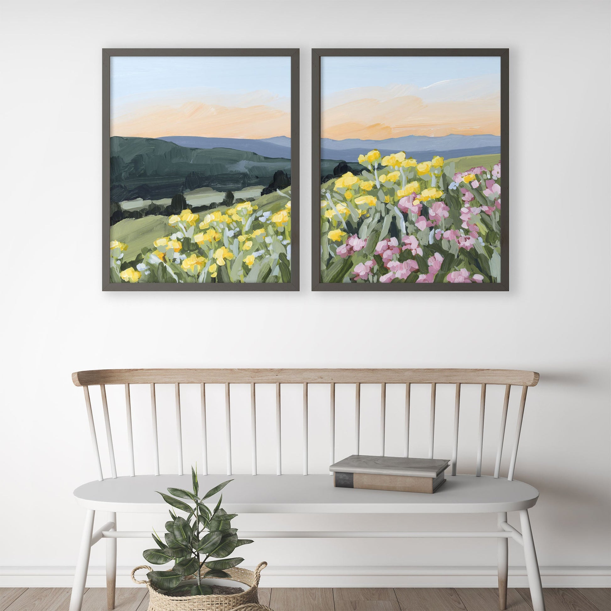 ’Wasatch Wildflowers’ Diptych Art Print || Set of 2 - abstract - Artwork - Flower