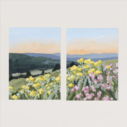 ’Wasatch Wildflowers’ Diptych Art Print || Set of 2 - Paper / 5x7 in / No Frame - abstract - Artwork - Flower