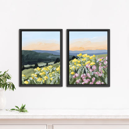 ’Wasatch Wildflowers’ Diptych Art Print || Set of 2 - Stretched Canvas / 8x10 in / Black Frame - abstract - Artwork