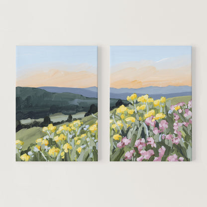 ’Wasatch Wildflowers’ Diptych Art Print || Set of 2 - Stretched Canvas / 8x10 in / No Frame - abstract - Artwork