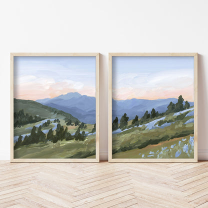 ’Western Edge’ Diptych Art Print || Set of 2 - abstract - Artwork - Flower
