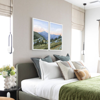 ’Western Edge’ Diptych Art Print || Set of 2 - abstract - Artwork - Flower