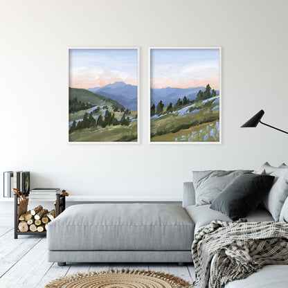 ’Western Edge’ Diptych Art Print || Set of 2 - abstract - Artwork - Flower