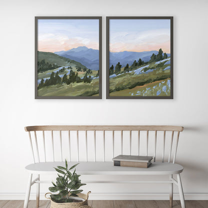 ’Western Edge’ Diptych Art Print || Set of 2 - abstract - Artwork - Flower