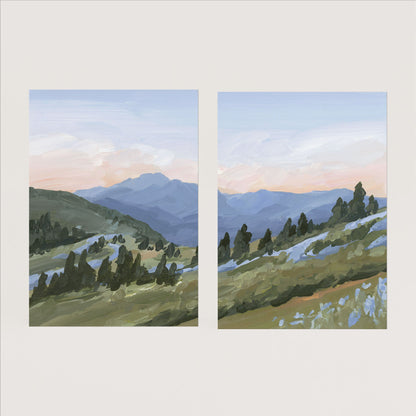 ’Western Edge’ Diptych Art Print || Set of 2 - Paper / 5x7 in / No Frame - abstract - Artwork - Flower