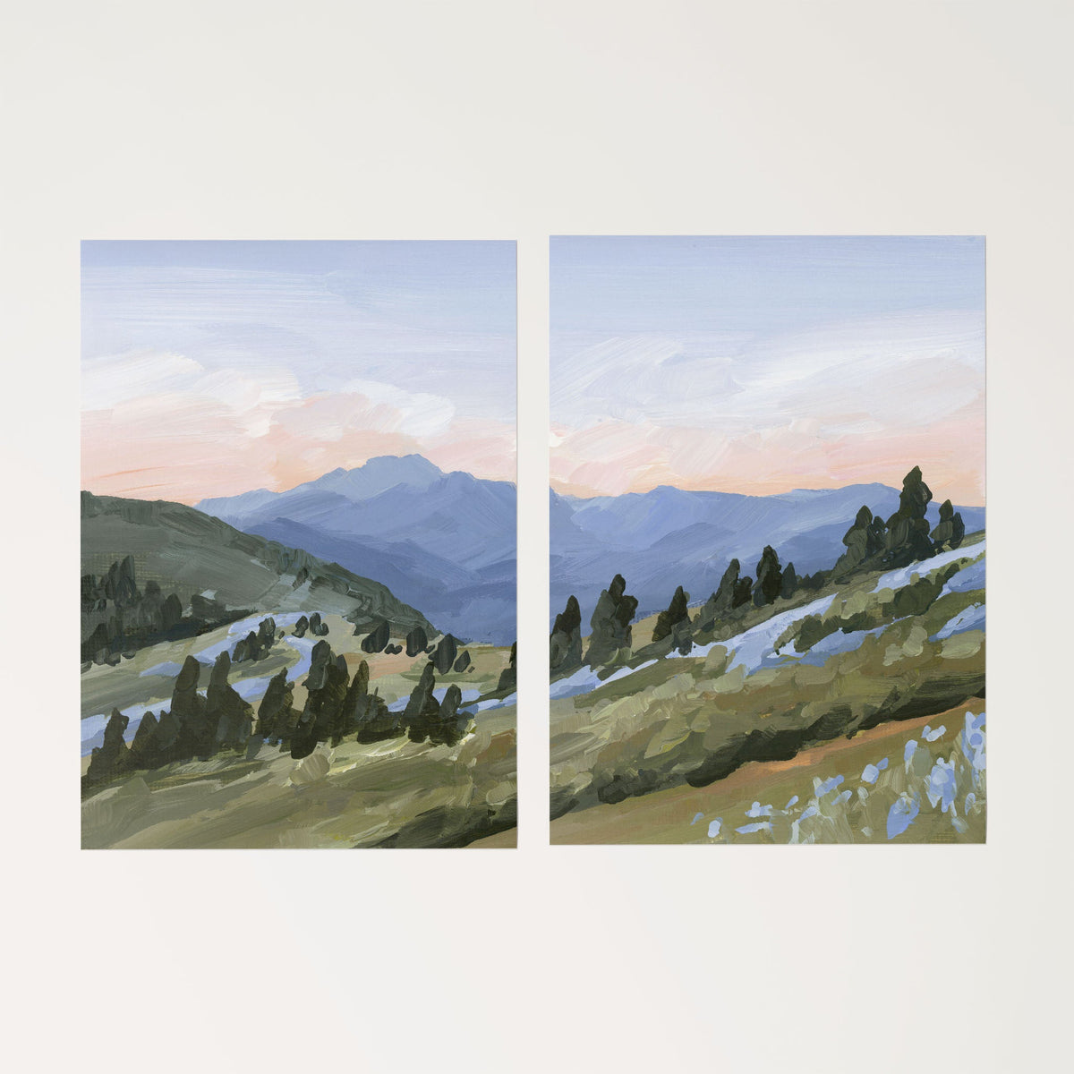’Western Edge’ Diptych Art Print || Set of 2 - Rolled Canvas / 8x10 in / No Frame - abstract - Artwork - Flower
