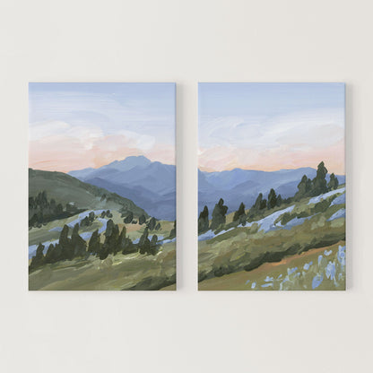 ’Western Edge’ Diptych Art Print || Set of 2 - Stretched Canvas / 8x10 in / No Frame - abstract - Artwork - Flower