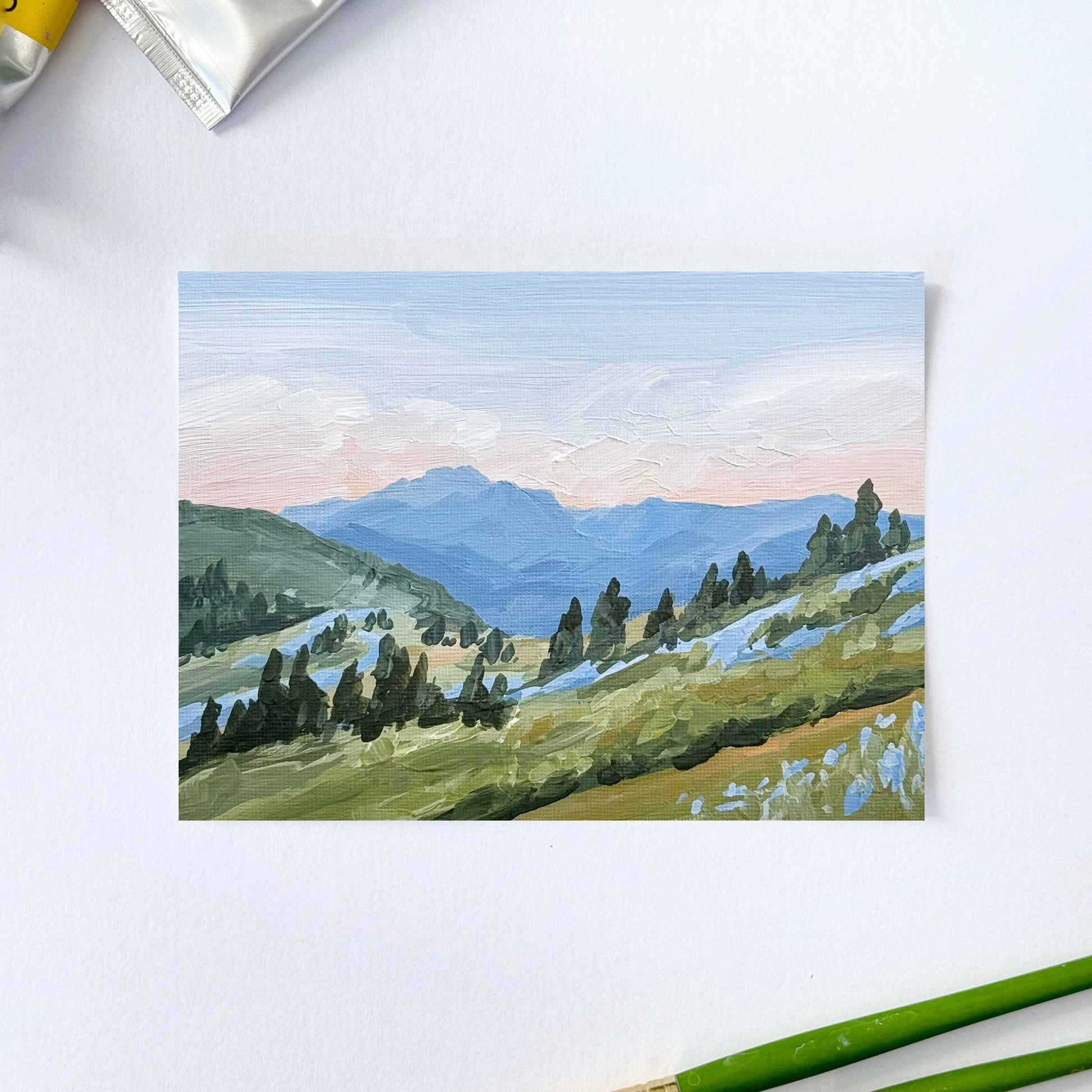 ’Western Edge’ Original Painting || 5x7 - Utah Mountain Landscape - abstract - Acrylic - alpine - Artwork