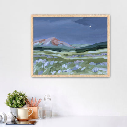 ’When the Moon Shines II’ Art Print - Paper / 5x7 in / Oak Frame - Colorado Abstract Landscape - abstract - Artwork